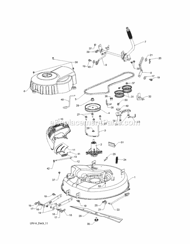 Mower_Deck__Cutting_Deck Diagram and Parts List for WE261 2012-01 - 96028000103 Weed Eater Lawn Tractor